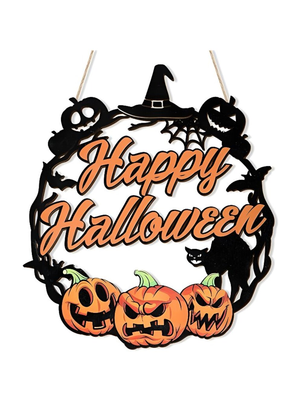 Halloween Decoration Wooden Ghost Door Halloween Wreath for Front Door Sign